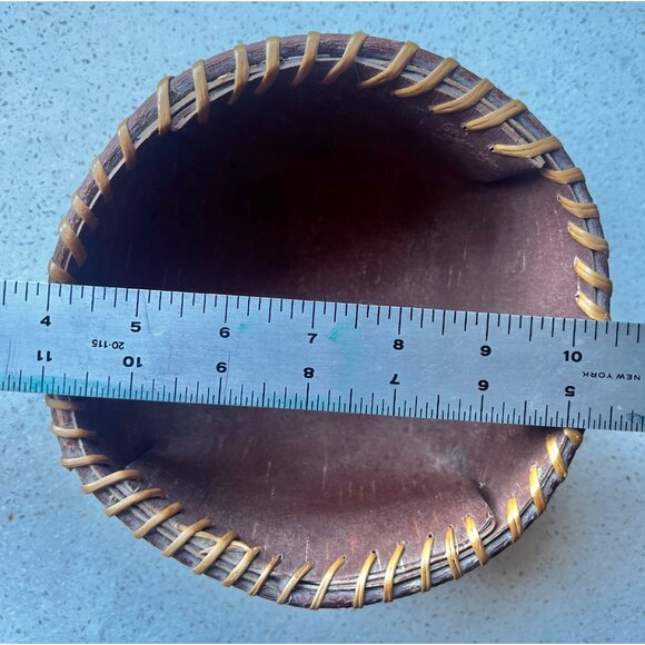 Handcrafted Birch Bark Basket With Natural Fiber Stitching - Picture 6 of 8